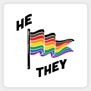 He/They Pronouns Retro Banner Sticker